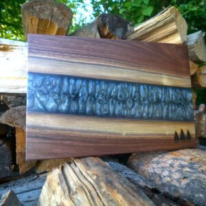 Unique Wood Cutting Boards & Furniture Made for your Home the river board cutting board | walnut & silver